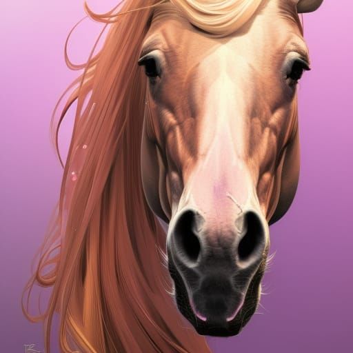 Purple Horse Portrait in Hyperdetailed Art Style