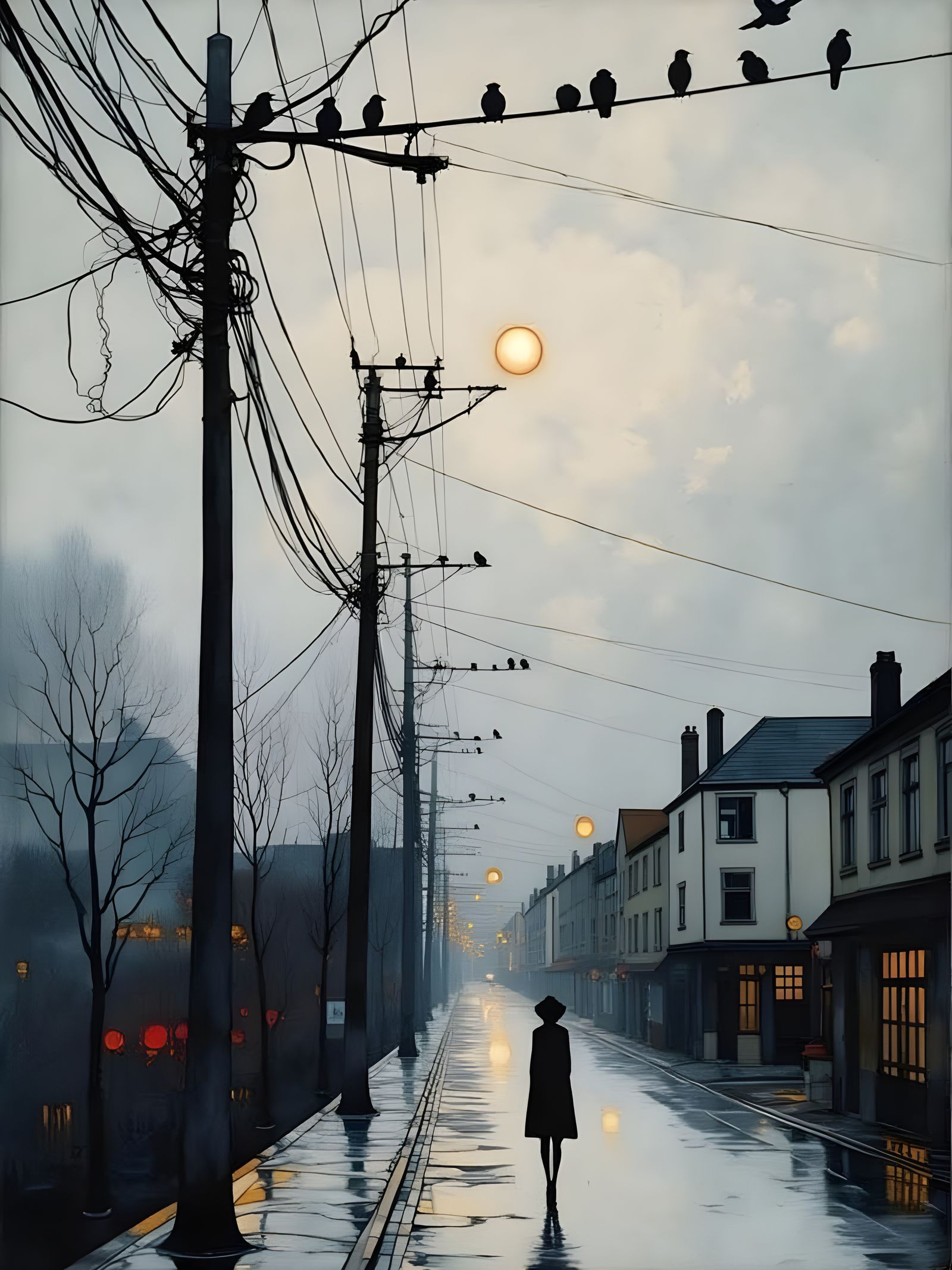 Birds Singing on Telegraph Road Watercolor