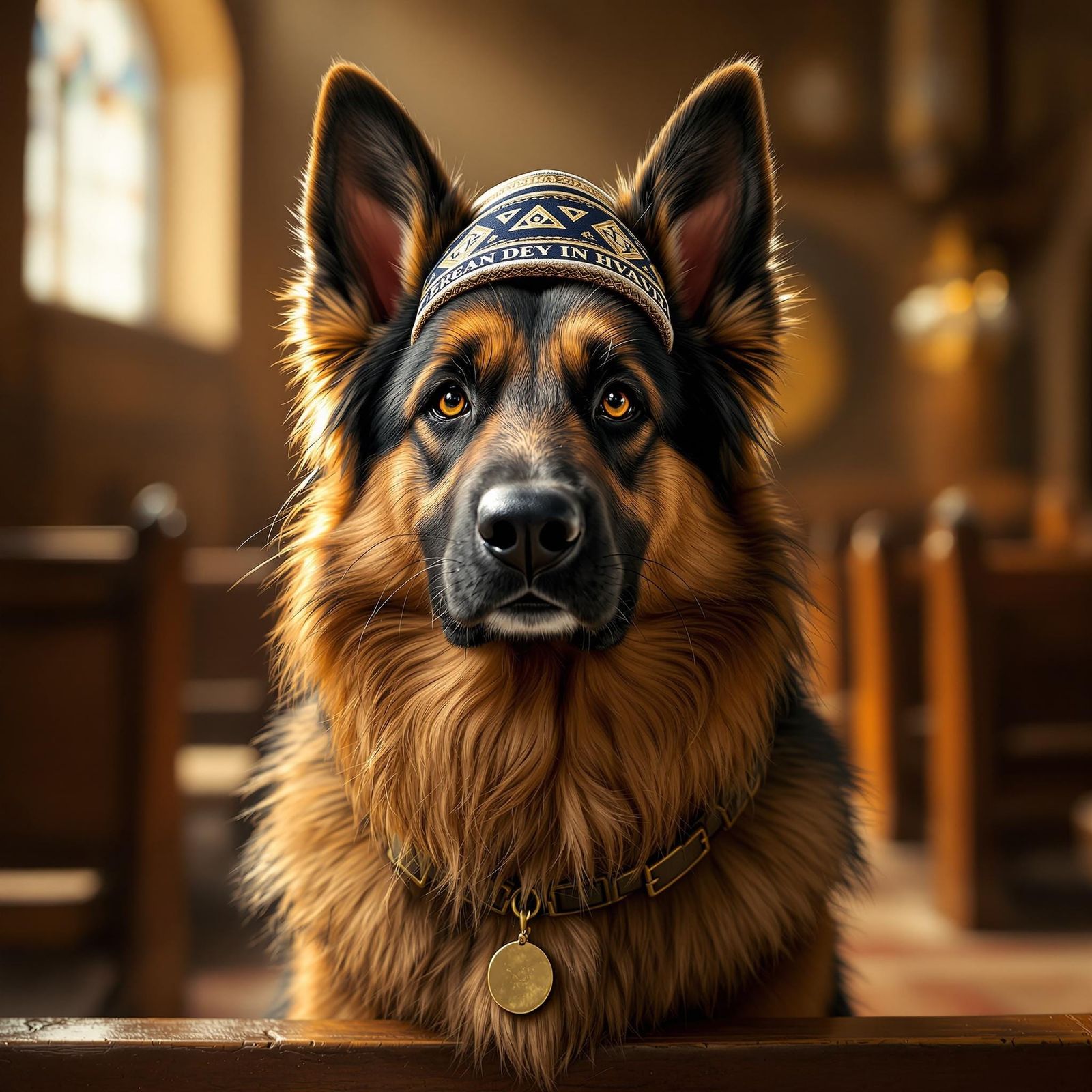 German Shepherd Dog in Synagogue, Digital Painting