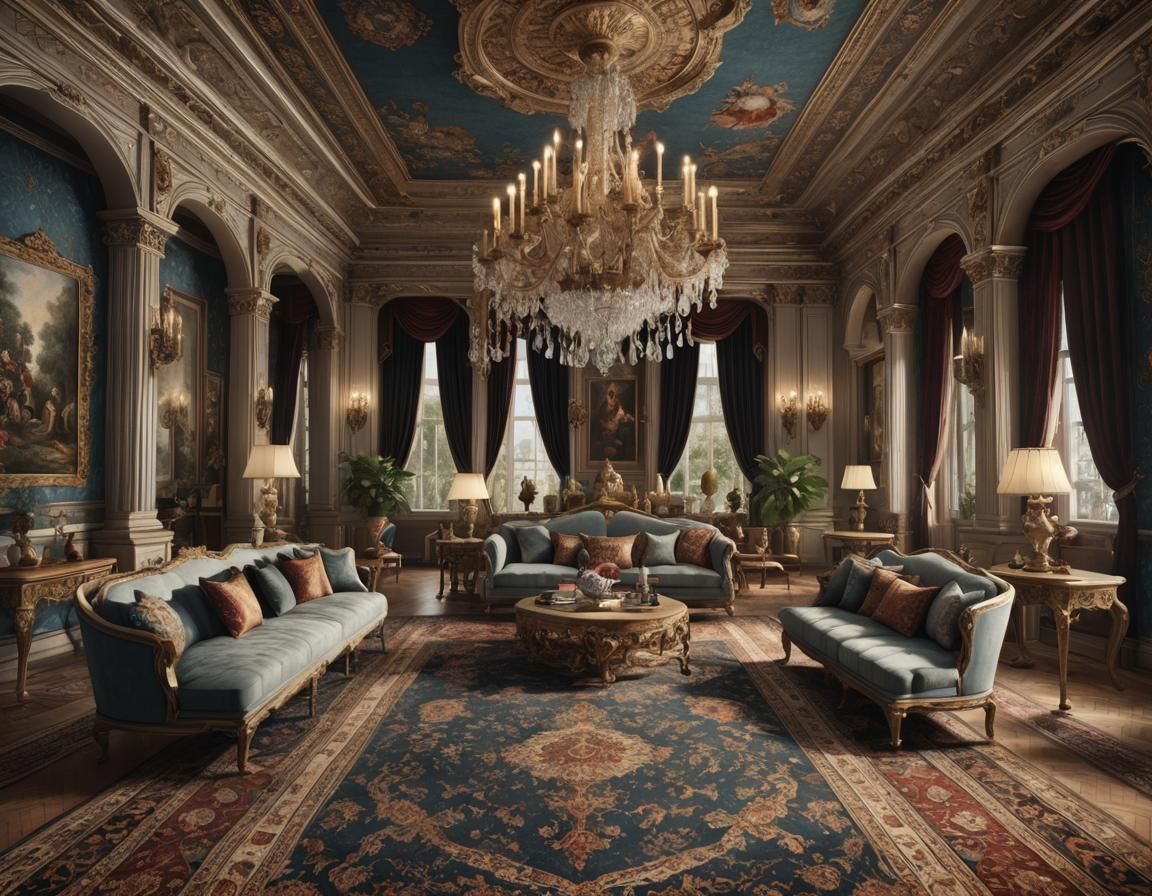 Grand Estate Sitting Room: Neo-Classical Splendor
