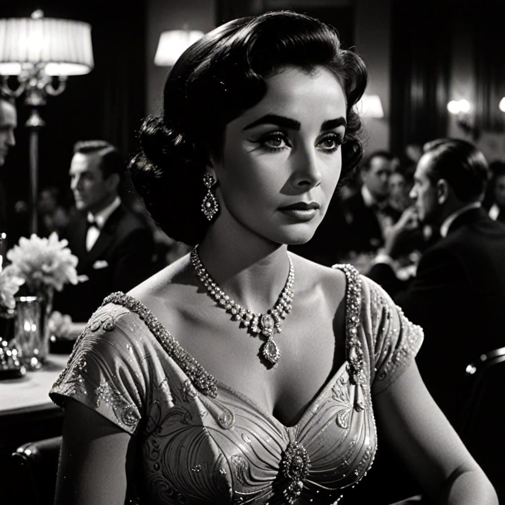 Classic Hollywood Starlet Elizabeth Taylor in Elegant 1950s ...