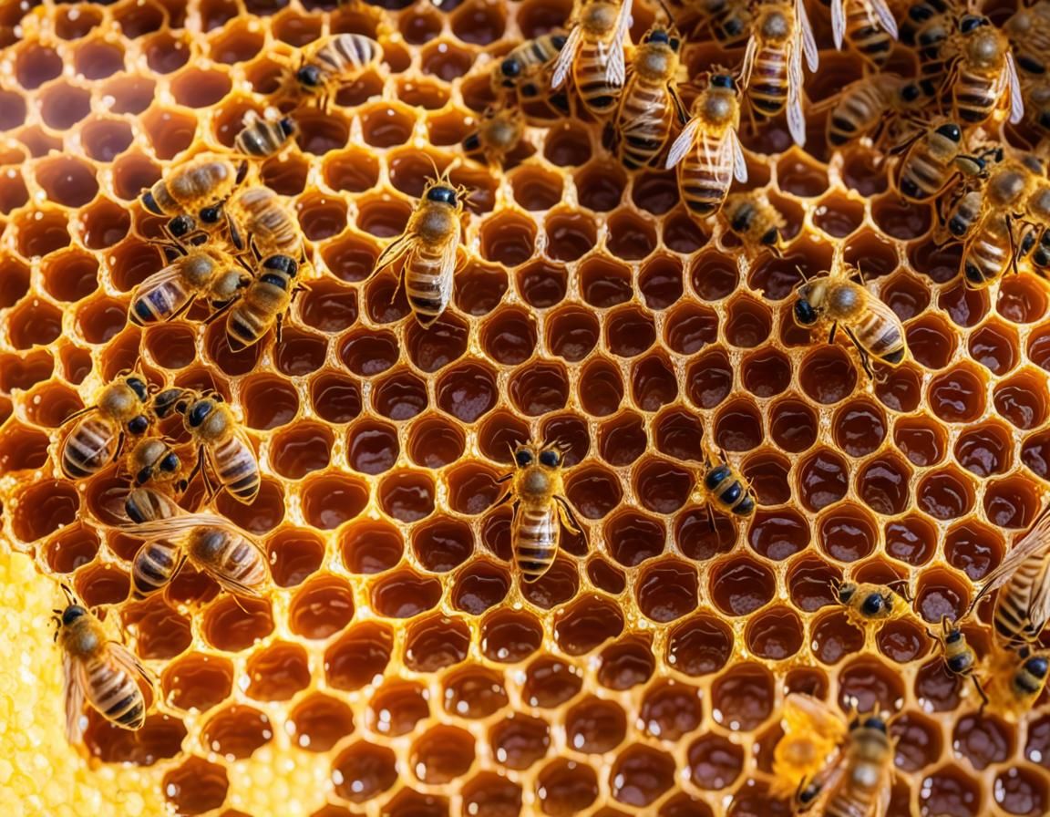 Golden Honeycomb: A Beehive Close-Up