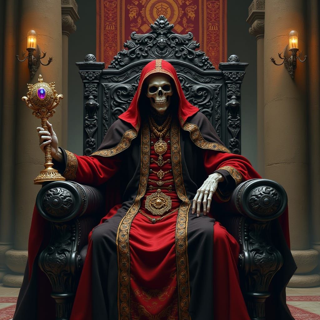 Regal Lich Sits on Throne of Dark Mysticism