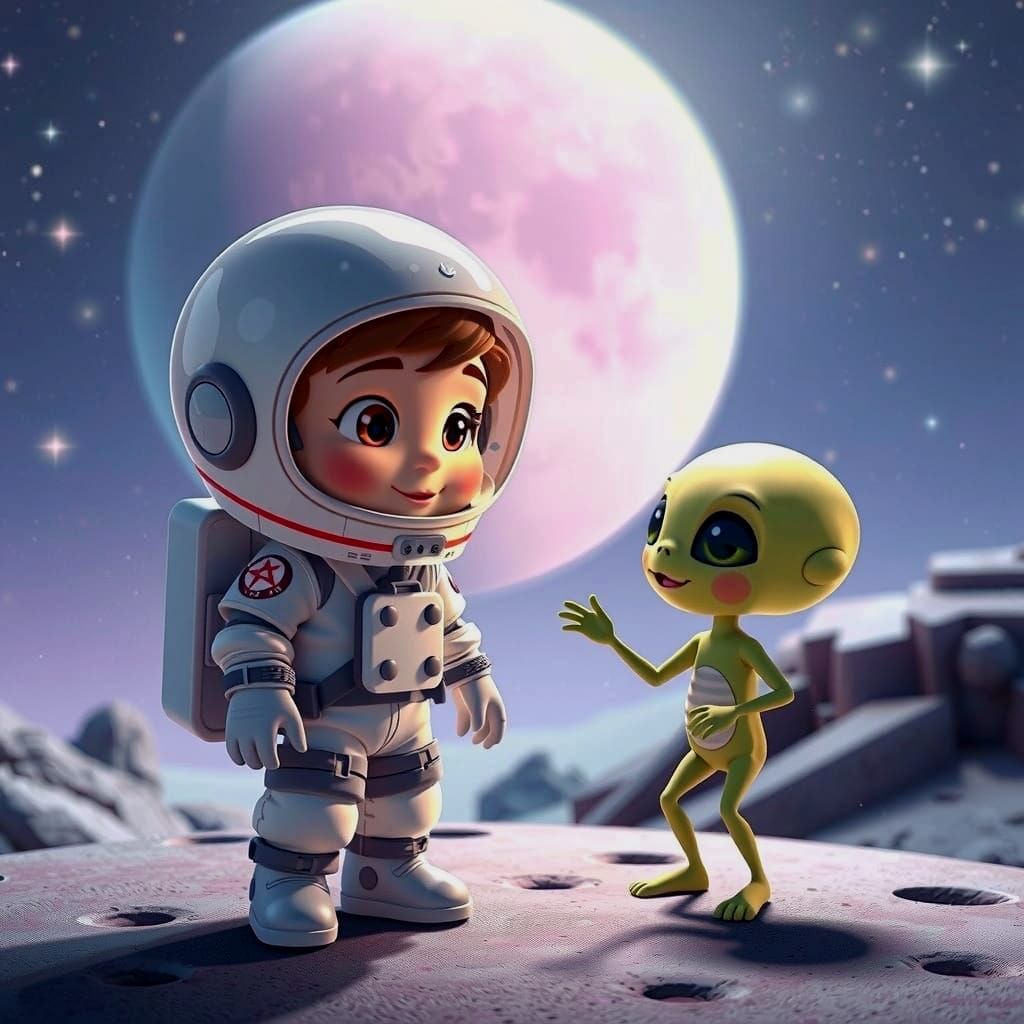 Astronaut's First Contact: A 3D Cartoon Adventure