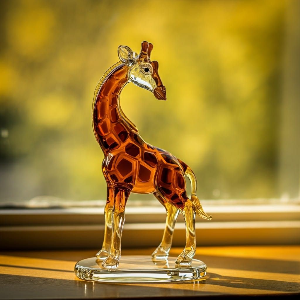 Shining Murano Glass Giraffe on Sunny Window Sill