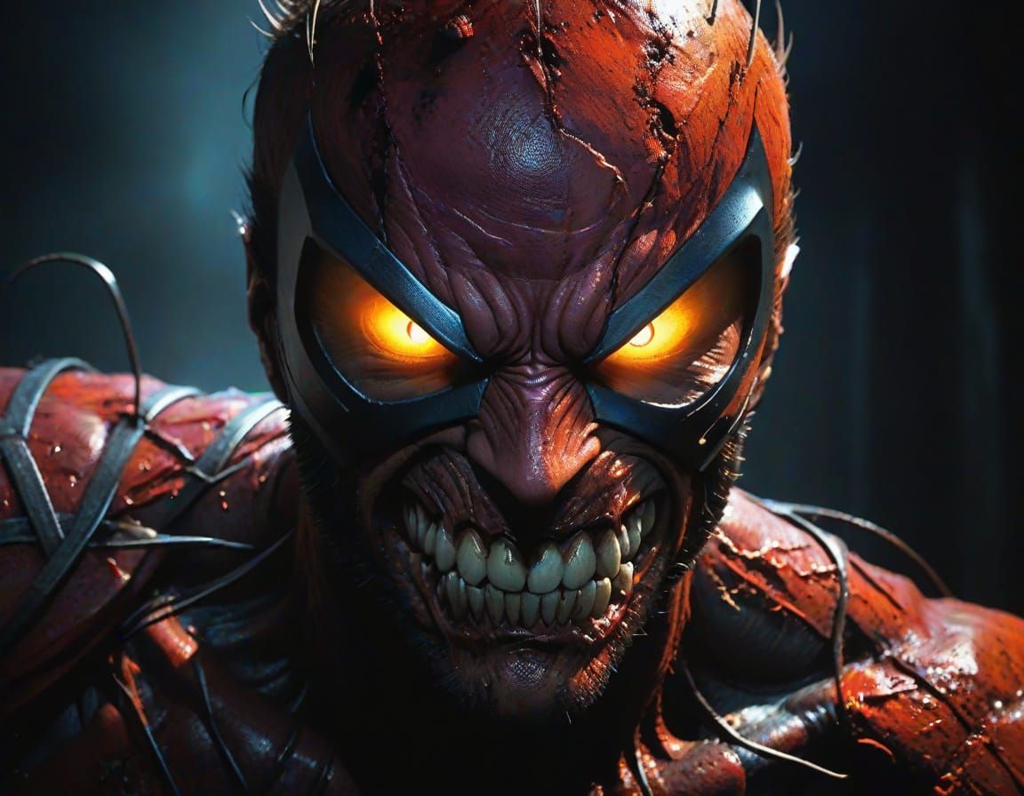 Grotesque Wolverine Horror Portrait in Dark Fantasy