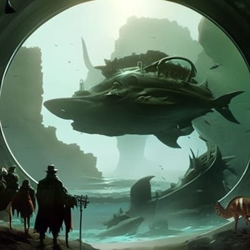 Eldritch Horror in Zoo Aquarium: Hyperrealistic Matte Painti...