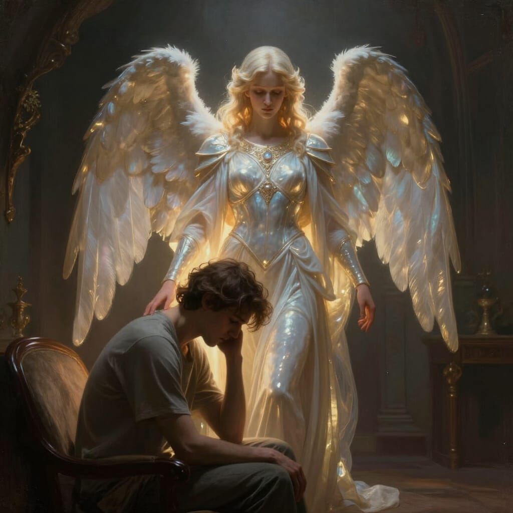Guardian Angel Offers Solace in Hyperrealistic Digital Art