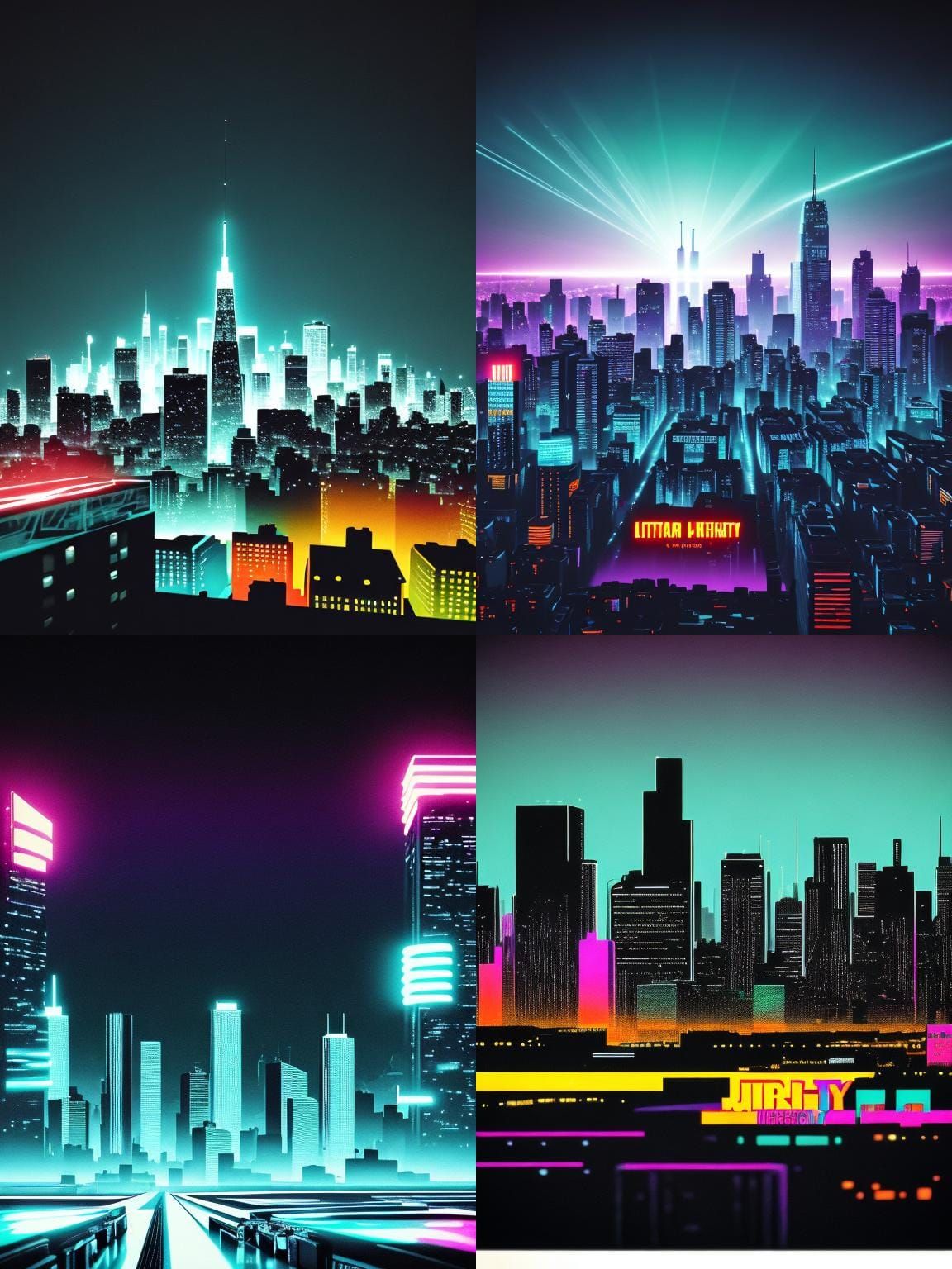 Retro House Music Party Flyer with City Lights