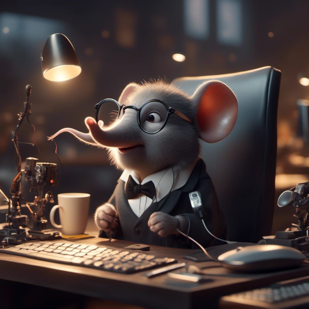 Mouse Tech Support in Detailed Matte Painting Style
