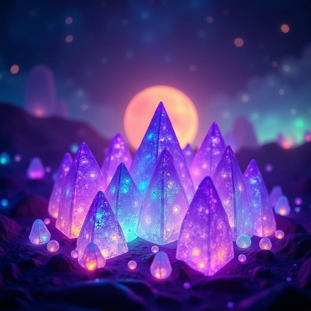 Ethereal Alien Pyramids in a Bioluminescent Dreamscape