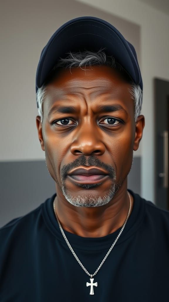 Photorealistic Portrait of a Serious Black Man