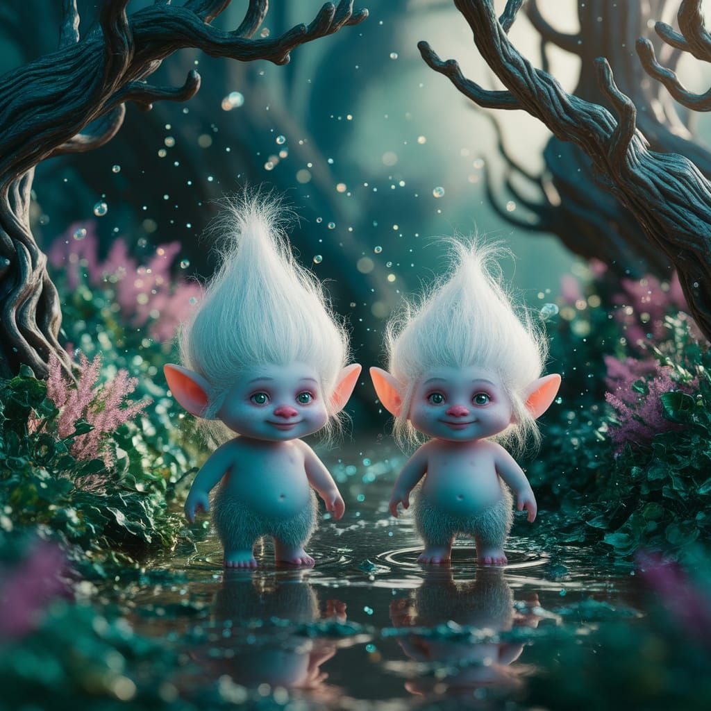 Enchanted Wonderland: Two Cute Magical Trolls