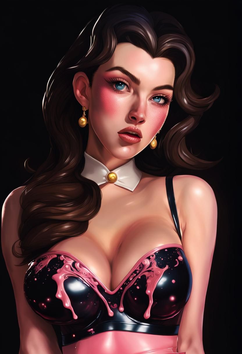 Hyperrealistic Princess Peach in Latex Dress