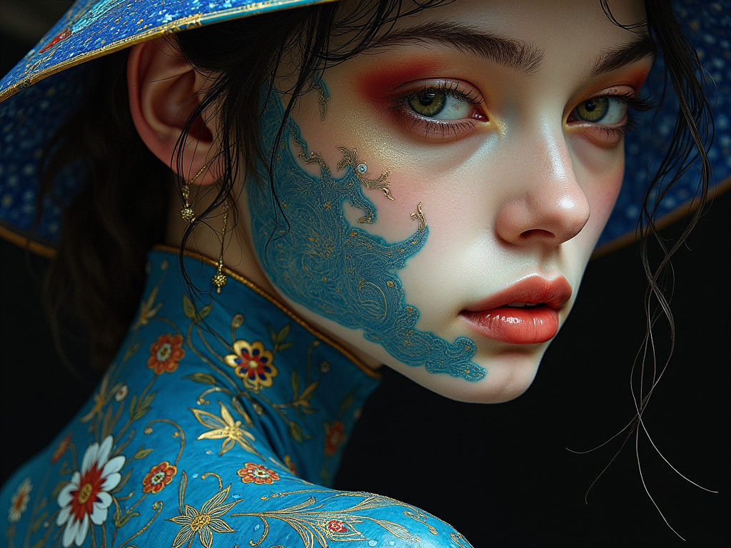 Abstract Portrait in Ammonitic Cloisonné Style