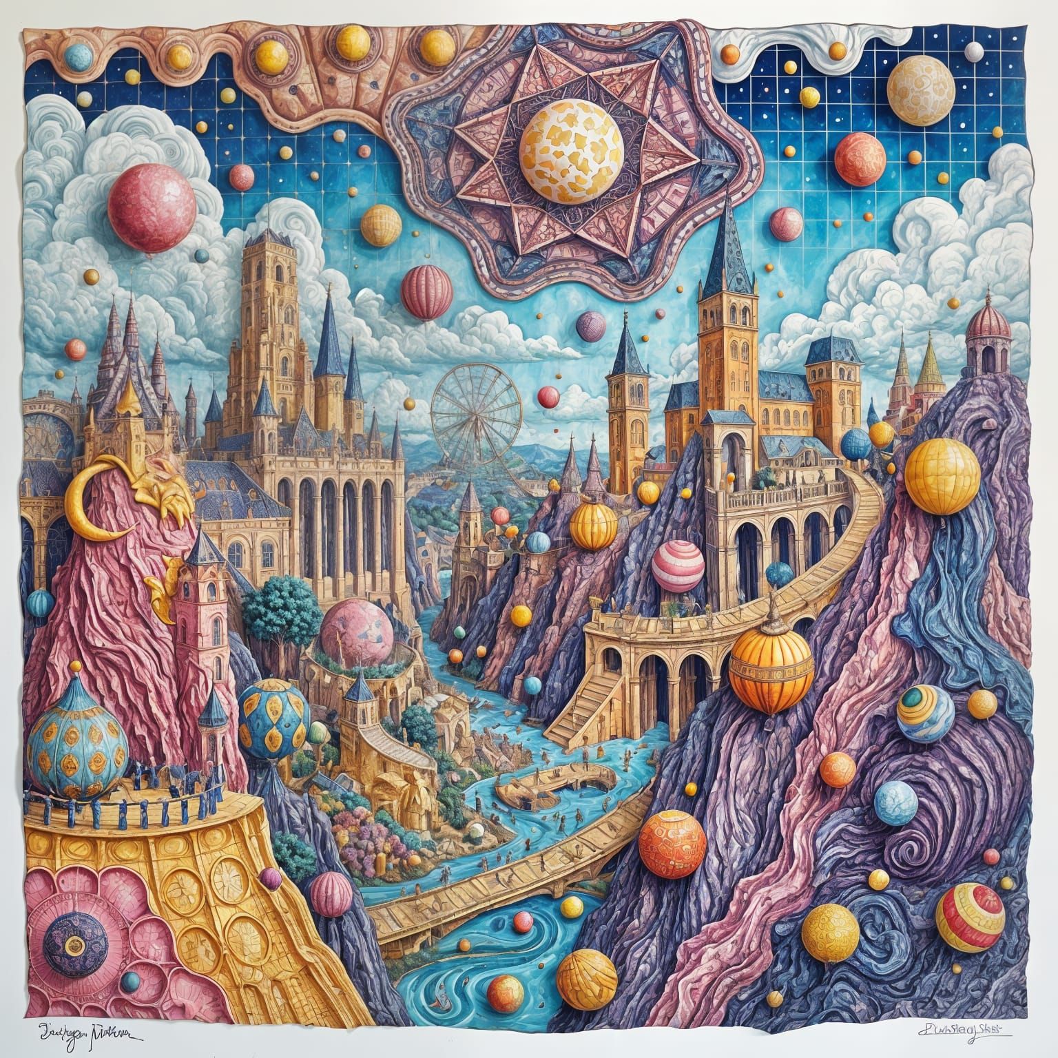 Surreal Impasto Map in Pastel Colors