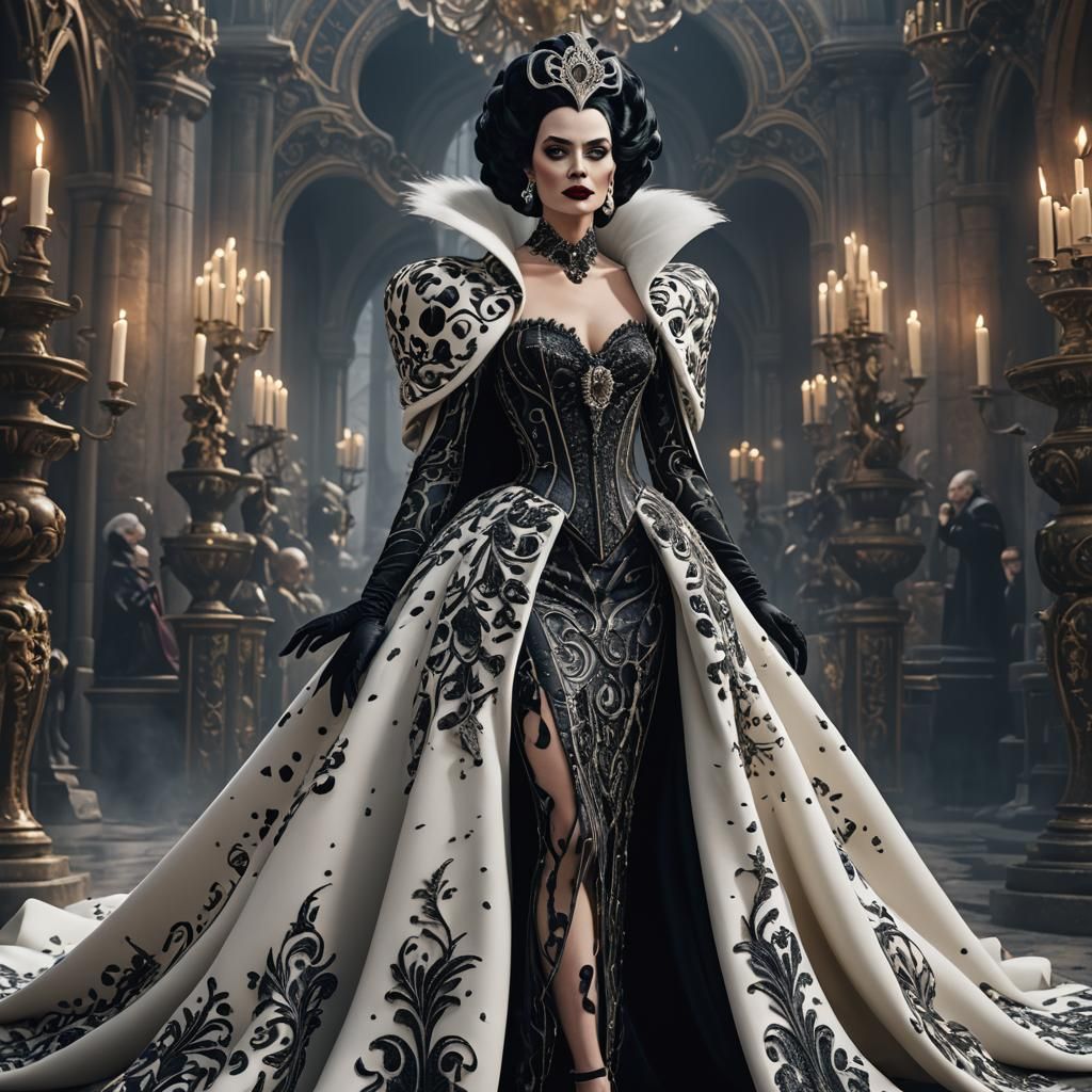 Cruella Inspired Haute Couture Dress in Matte Painting
