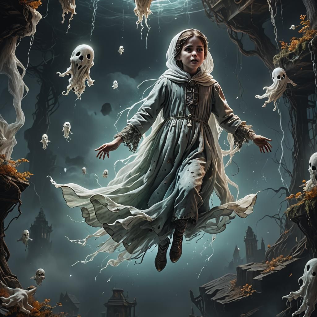 Ethereal Child Ghost in Horror Film Style