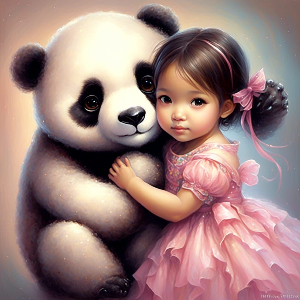 Adorable Korean Toddler with Panda Plush Portrait