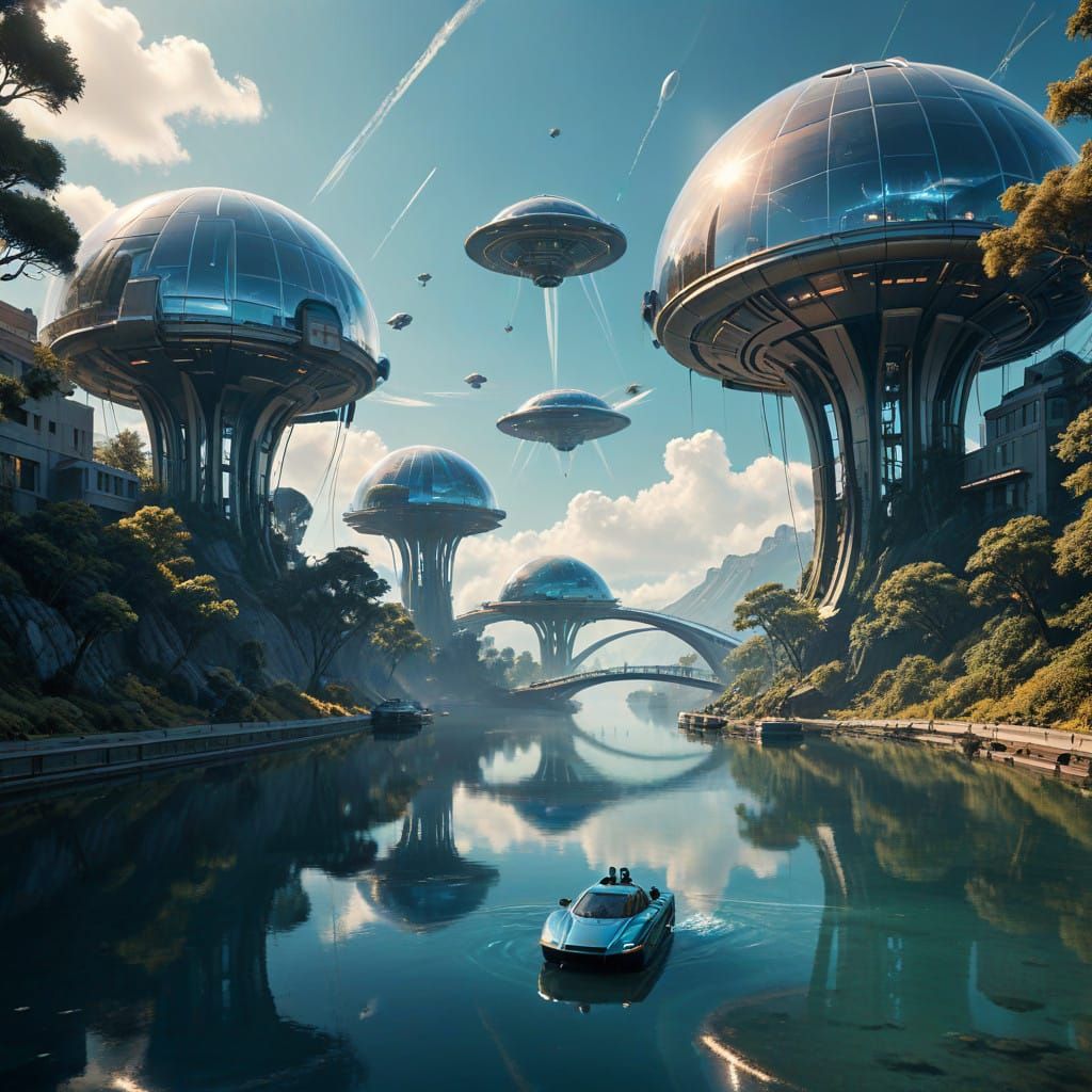 Cyberpunk Cityscapes Rise from the Ocean