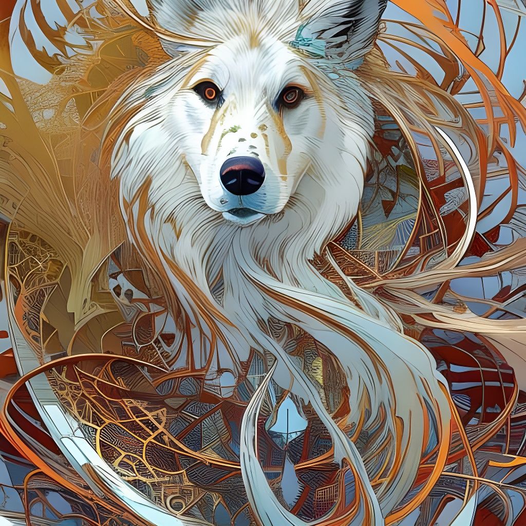 Radiant Collie Portrait with Golden Outlines