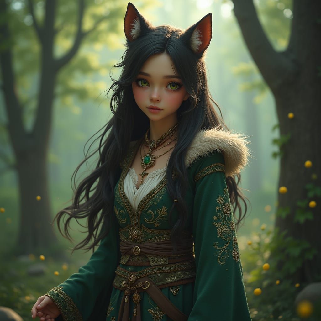 Teenage Wolf Shifter in Mystical Forest Concept Art