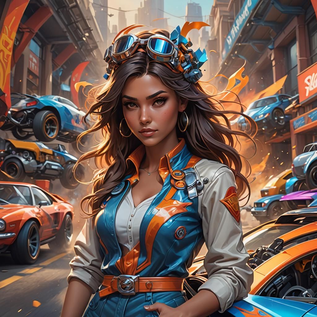 Hot Wheels Outfit Portrait in Hyperdetailed Style