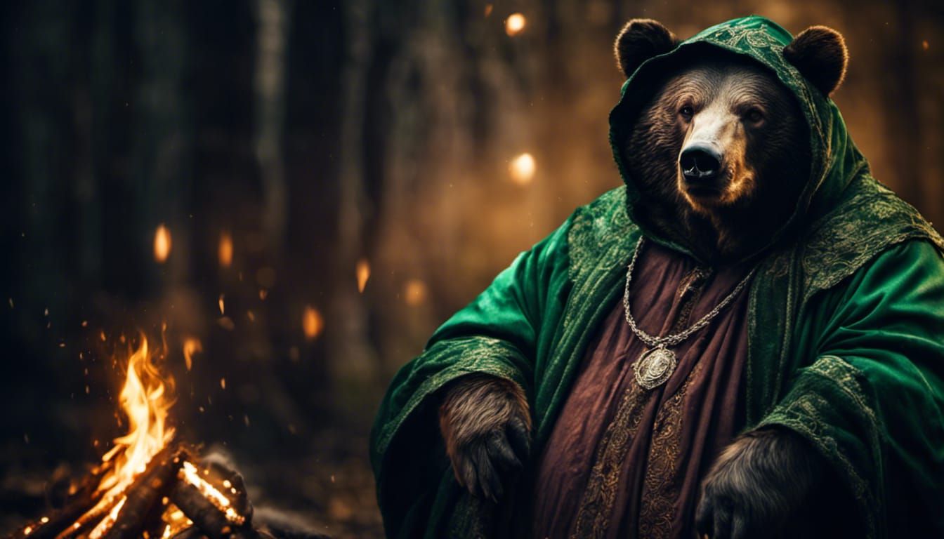 Mage Bear in Bonfire-Lit Castlecore Royalscape