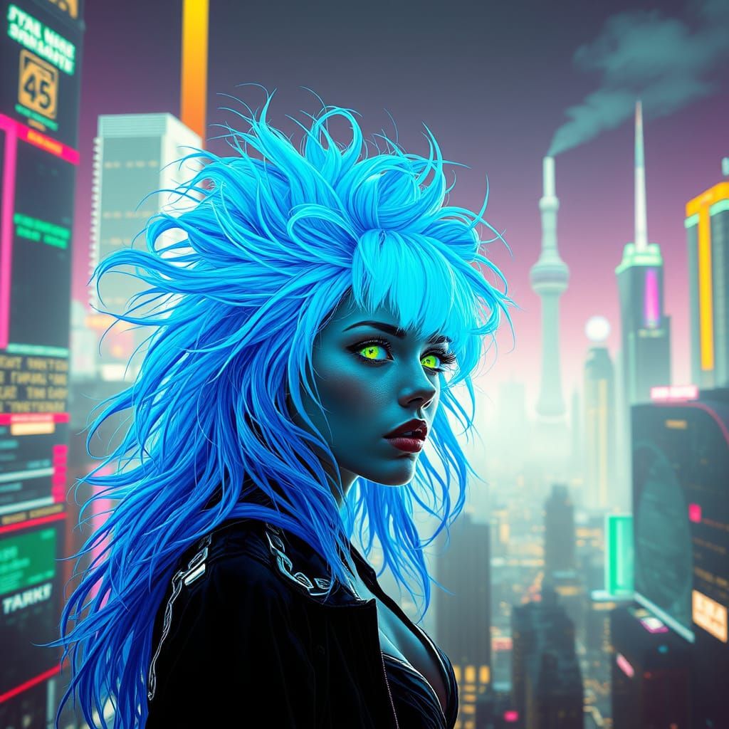 Cyberpunk Goddess in Neon Dreamscape
