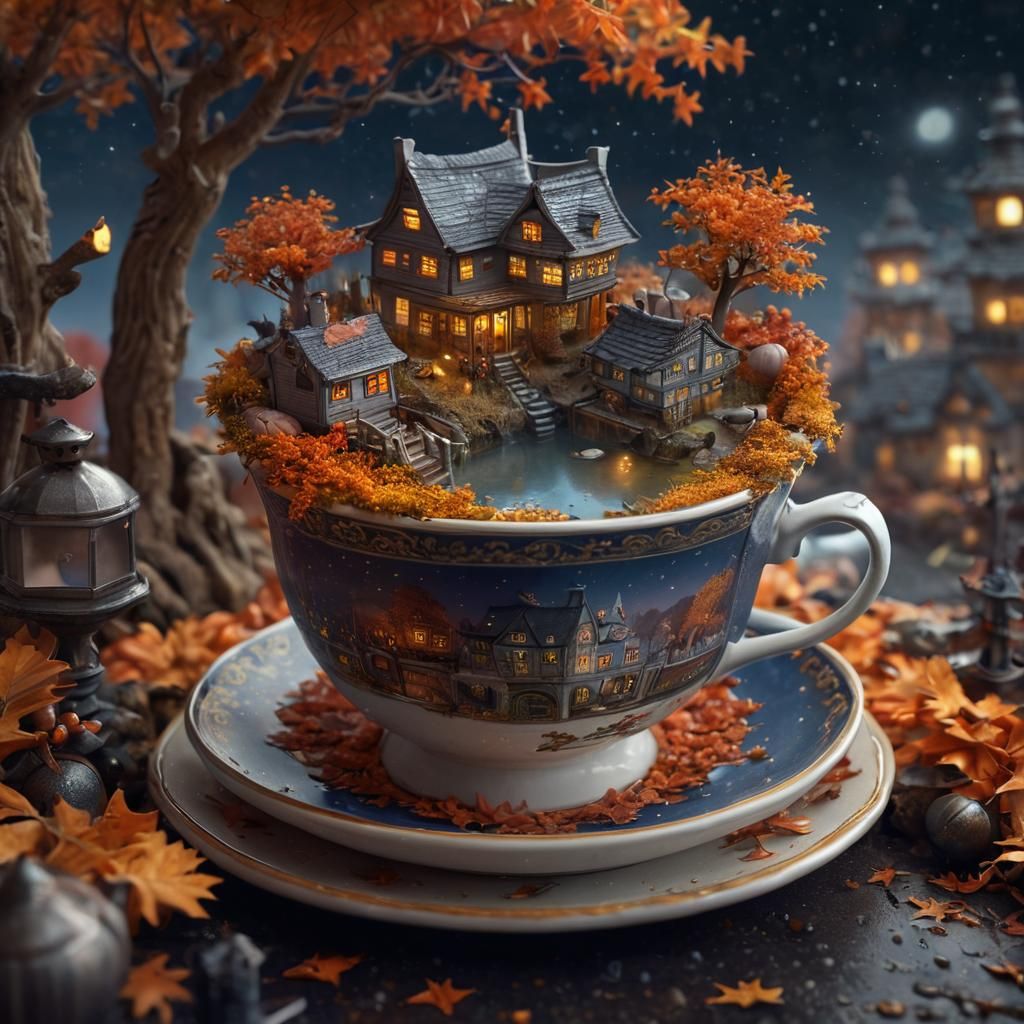 Enchanting Miniature Fantasy World in a Tea Cup