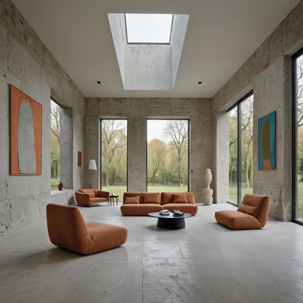 Minimalist Interior with Menhir, Modern Design