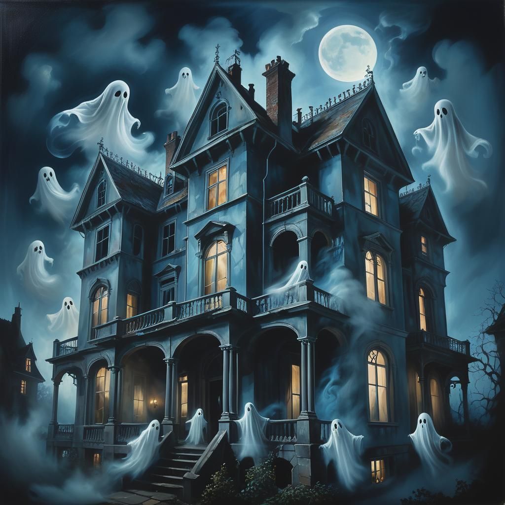 Ethereal Ghosts Emerge from Haunted Manor