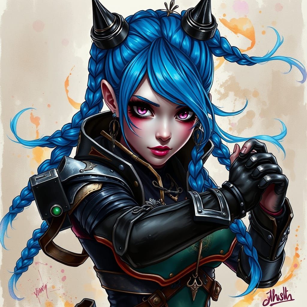 Dynamic Assassin in Action with Vibrant Textures