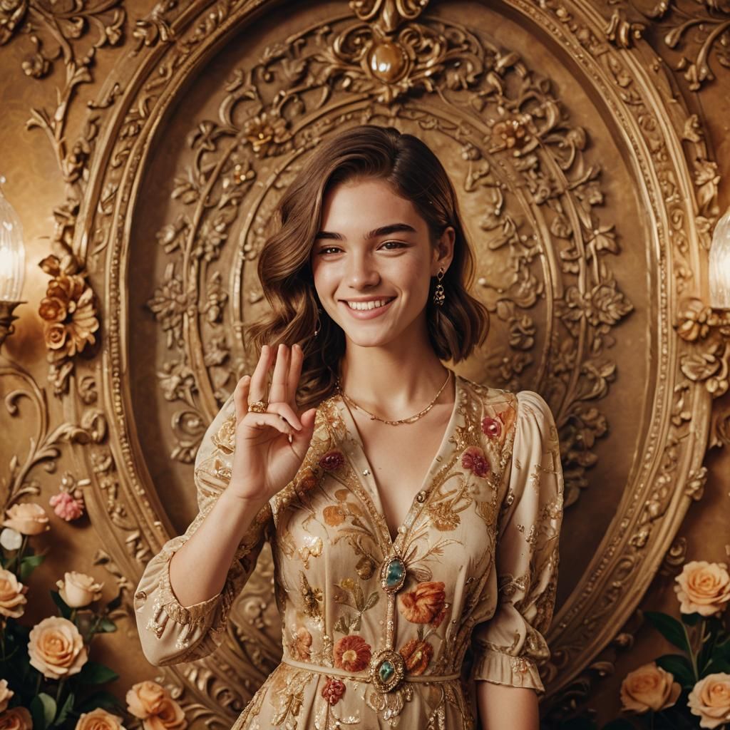 Smiling Boy in Minidress Shows Off Ring