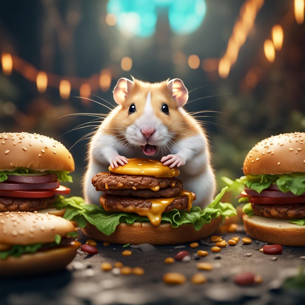 Hamster's Cannibalistic Feast: Detailed Matte Painting