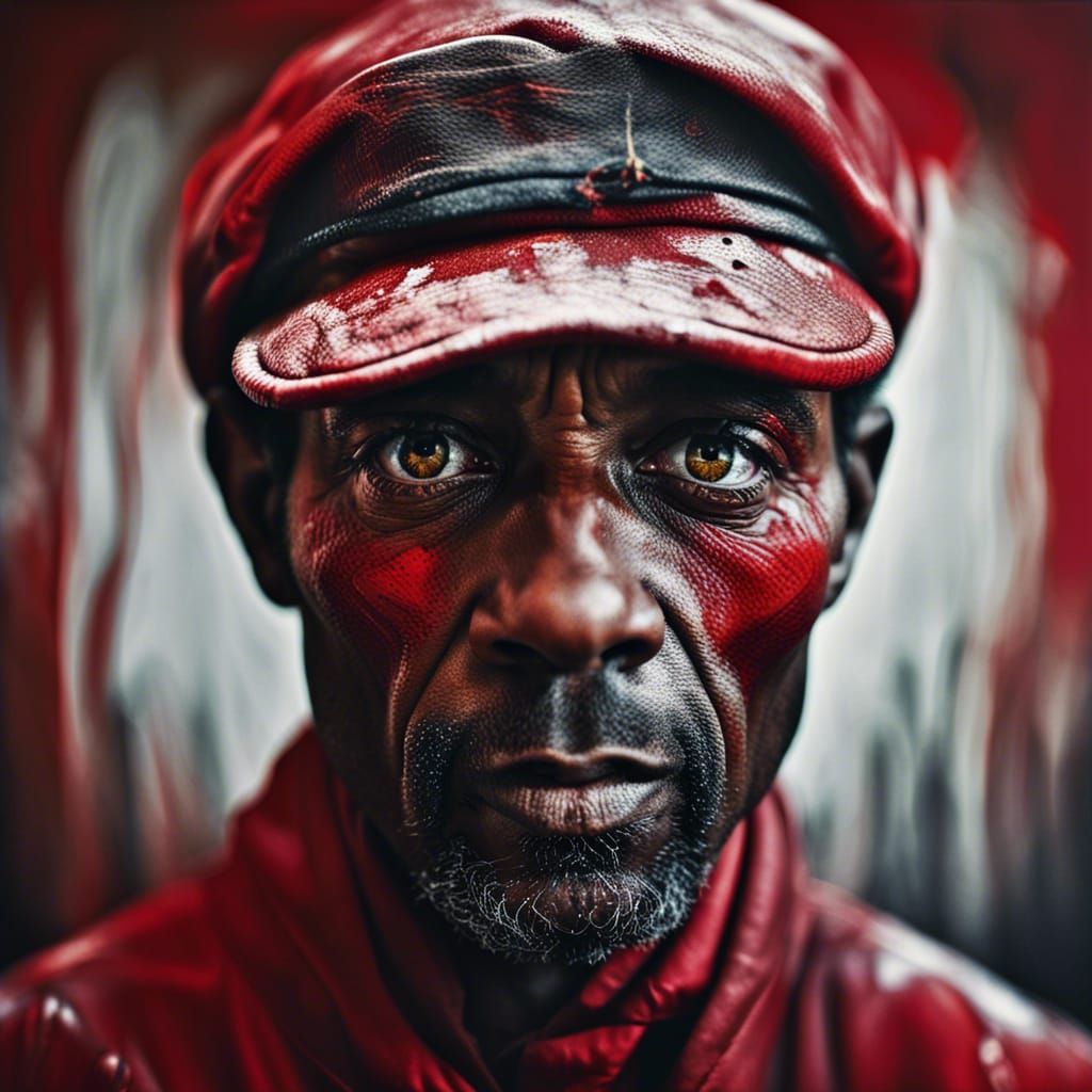 Detailed Portrait of Expressive Man in Red