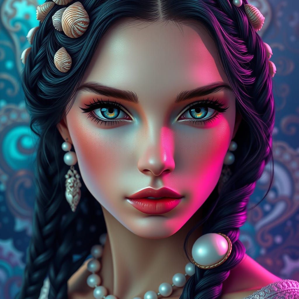 Enigmatic Ocean Siren in Art Nouveau Style