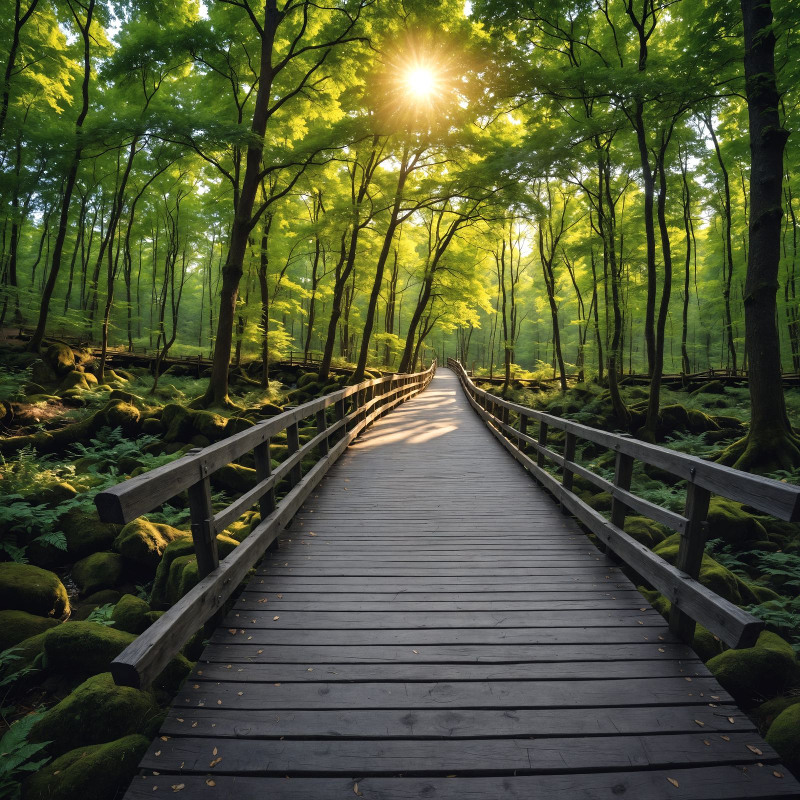 Ethereal Woodland Bridge in Hyperrealistic Detail