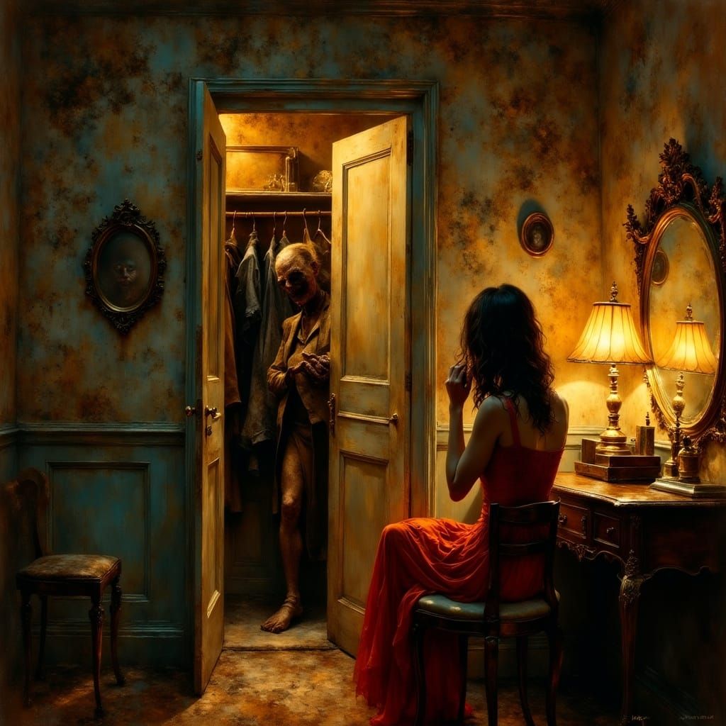 Eerie Closet Figure in Vintage American Home