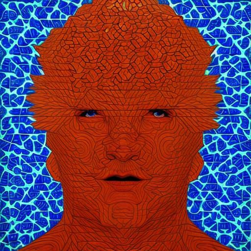 Akuma Portrait in Oil Paint and Penrose Tiling