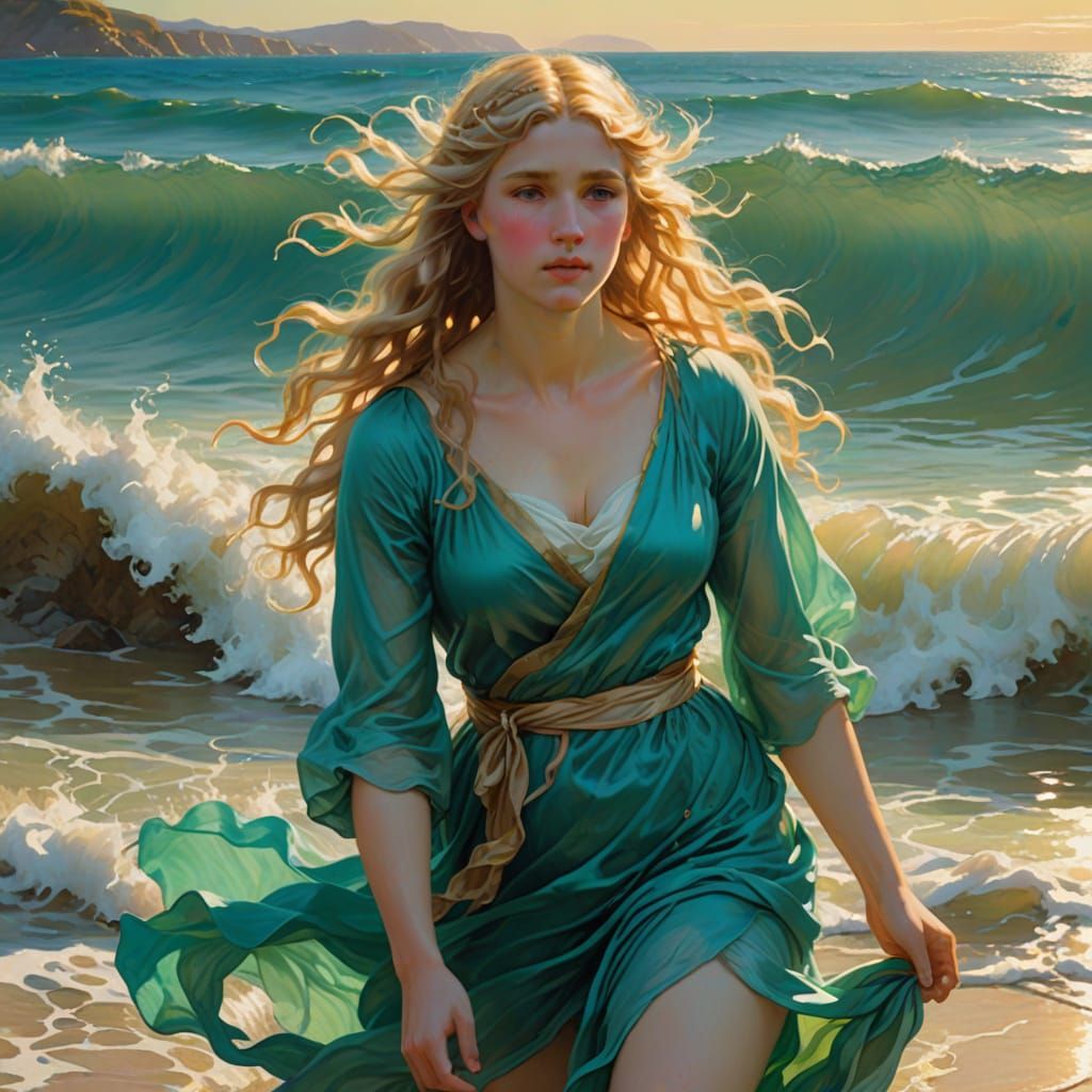 Venus Emerges from the Turquoise Ocean: Neoclassical Paintin...