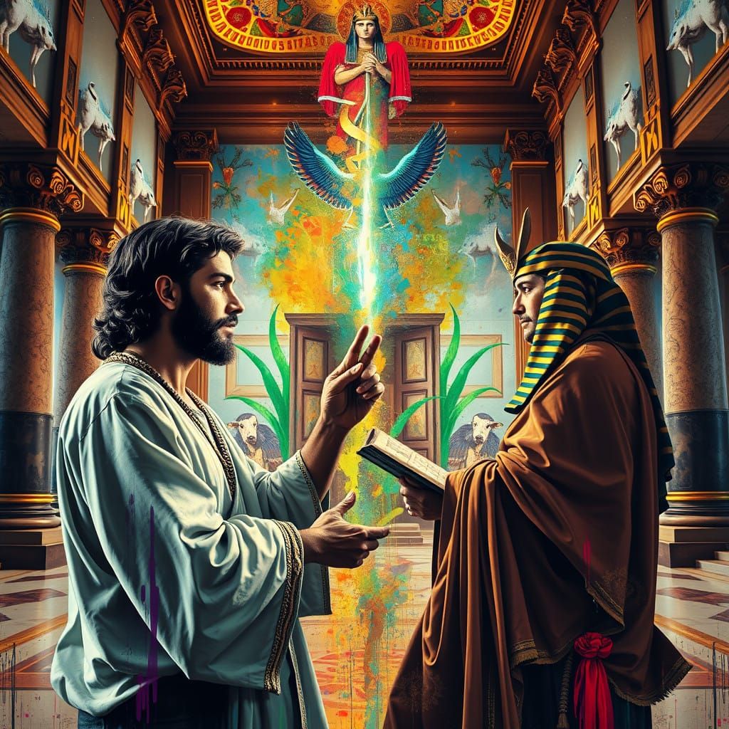 Joseph Interprets Pharaoh's Dreams in Vibrant Graffiti Mural