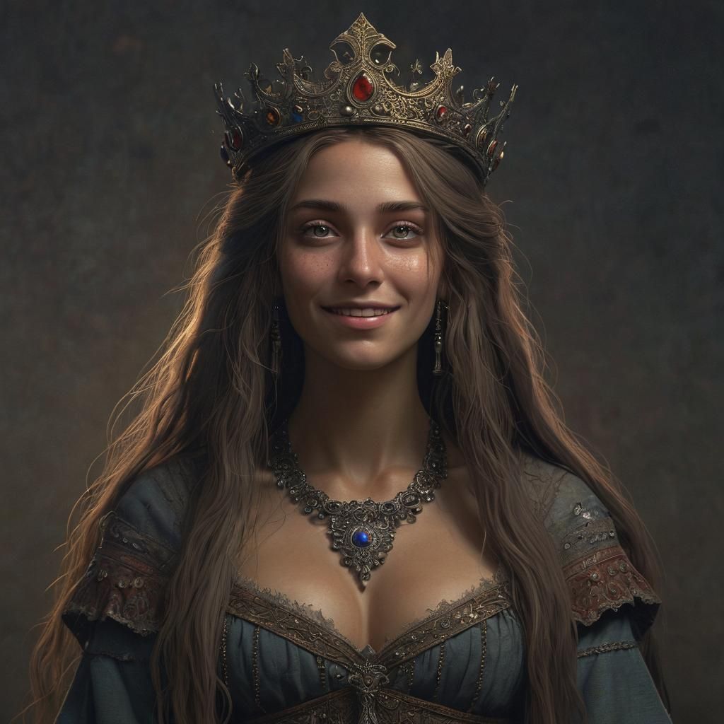 Peasant Woman with Crown in Dark Fantasy Art