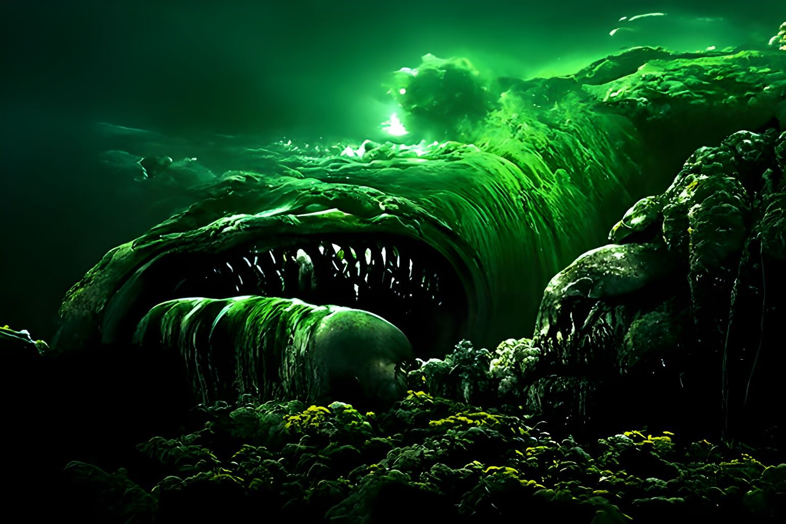 Giant Creature Emerges from Ocean in Romanticism Style