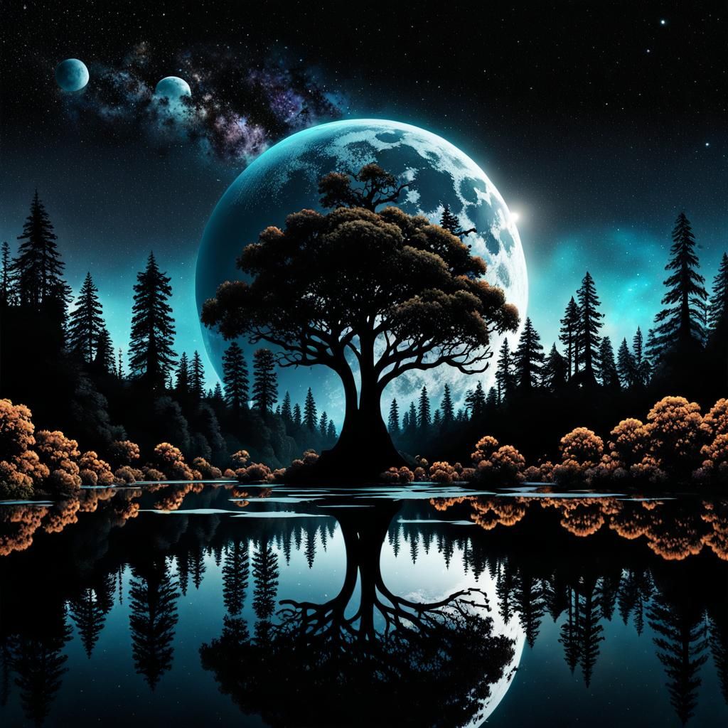 Black Floating Planet Earth: Fantasycore Artwork