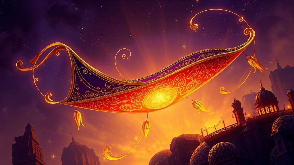 Majestic Magic Carpet in Dark Fantasy Realm