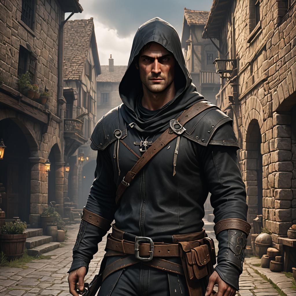 Medieval Thief in 3D Game Cinematic Style