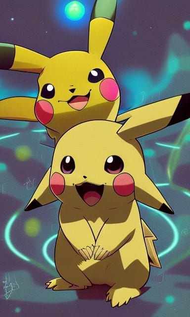 Pikachu's Psychedelic Astral Journey: Digital Illustration