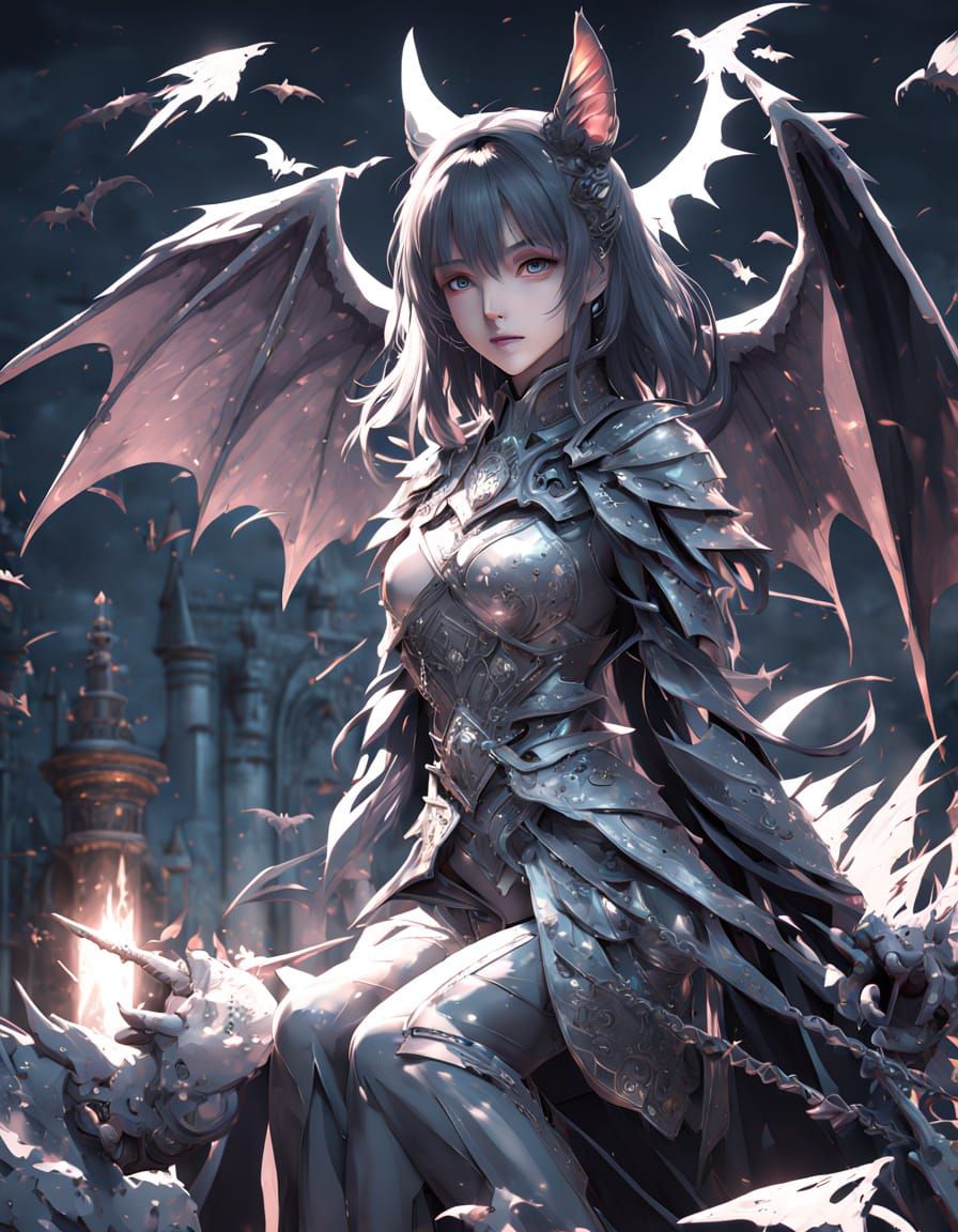 Anime Demon Huntress with Blazing Sword