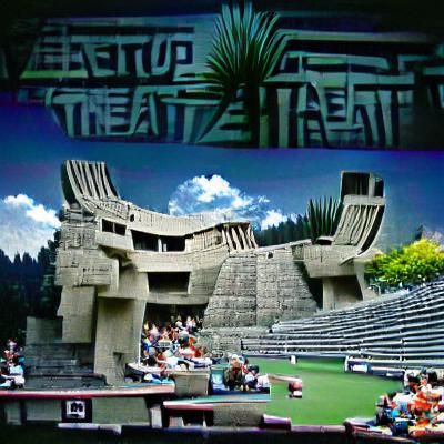 Brutalist Aztec Temple Outdoor Theater
